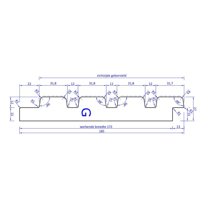 Thermo Fraké Noir® rhombus triple 27x172 ZWART (RAL9005) main product photo